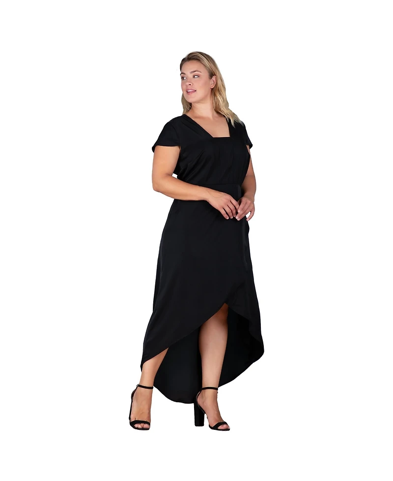 Standards & Practices Plus Cap Sleeve High-Low Tulip Dress