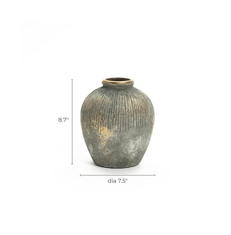 LuxenHome Rustic Gold and Brown Terracotta 8.7-Inch Tall Bud Vase