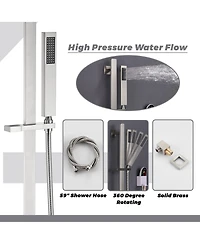 64 Color Luxury Led Shower System with Handheld Shower Shower Faucet Set with Side Body Sprayer Ceiling Rain Shower Head, Brushed Nickel