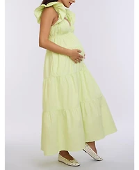 Motherhood Maternity Ruffle Sleeve Tie-Back Maxi Dress
