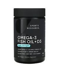 Sports Research Omega-3 Fish Oil + D3 Triple Strength 1 040 mg & 62.5 mcg (2 500 Iu