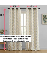 Hlc.me Tanner Ogee Ikatt Damask Patterned Window Grommet Curtains Bedroom