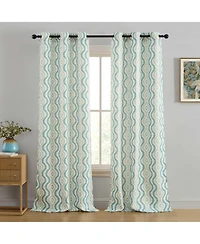 Hlc.me Tanner Ogee Ikatt Damask Patterned Window Grommet Curtains Bedroom