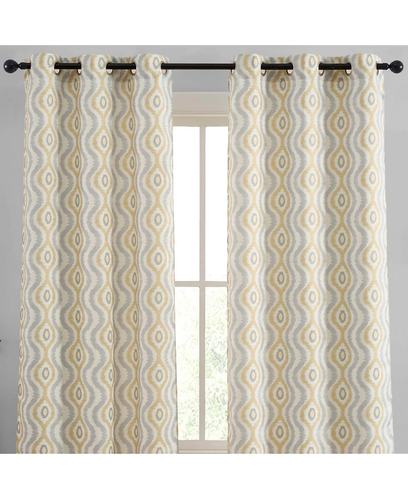 Hlc.me Tanner Ogee Ikatt Damask Patterned Window Grommet Curtains Bedroom