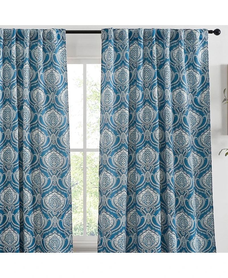 Hlc.me Messina Paisley Damask Patterned Window Back Tab Rod Pocket Curtains Bedroom