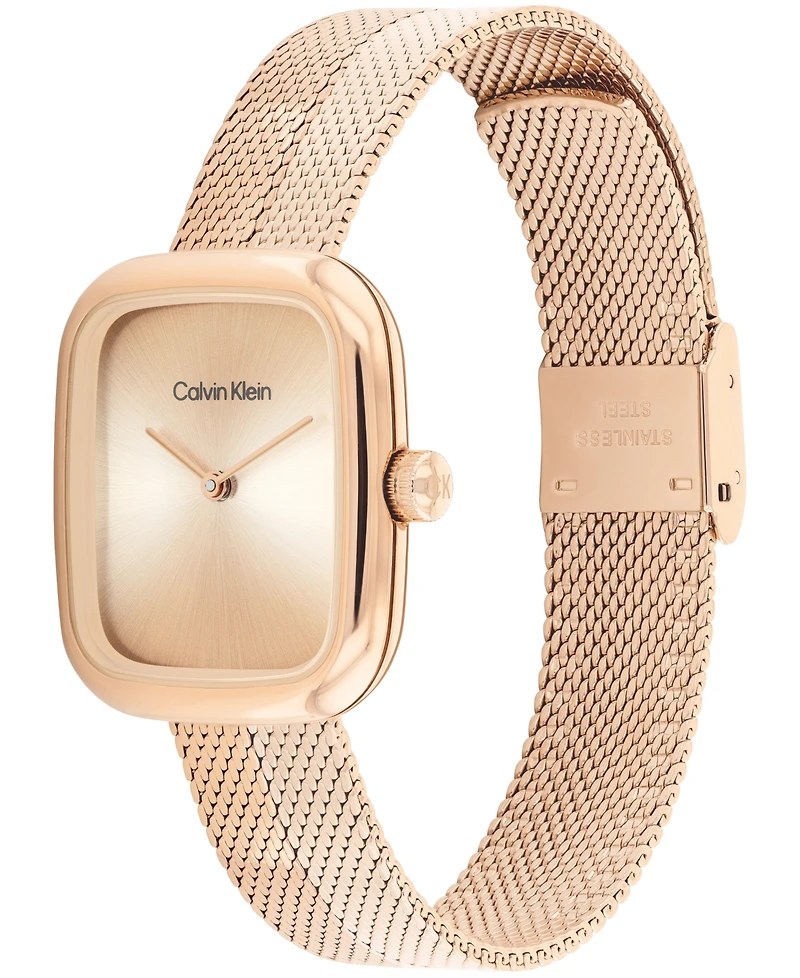 Calvin Klein Women's Adore Rose Gold Tone Stainless Steel Mesh Bracelet Watch, 30mm