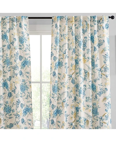 Hlc.me Scarlet Floral & Birds Patterned Back Tab Rod Pocket - Light Blocking Darkening Window Panels, Set of 2 (Grey, 52 W x 84 L)