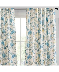 Hlc.me Scarlet Floral & Birds Patterned Back Tab Rod Pocket - Light Blocking Darkening Window Panels, Set of 2 (Grey, 52 W x 84 L)