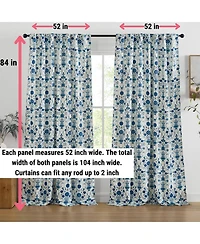 Hlc.me Clara Floral Damask Patterned Window Back Tab Rod Pocket Curtains Bedroom