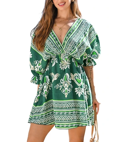 Cupshe Women's Lush Meadow Ornate Mini Beach Dress