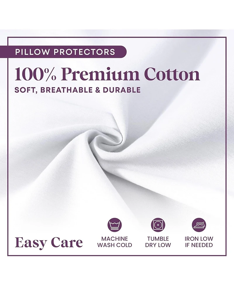 Circles Home 100% Cotton Pillow Protector with Zipper – White (4 Pack