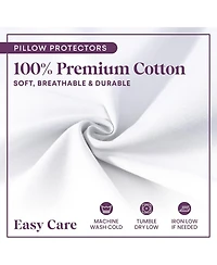 Circles Home 100% Cotton Pillow Protector with Zipper – White (4 Pack