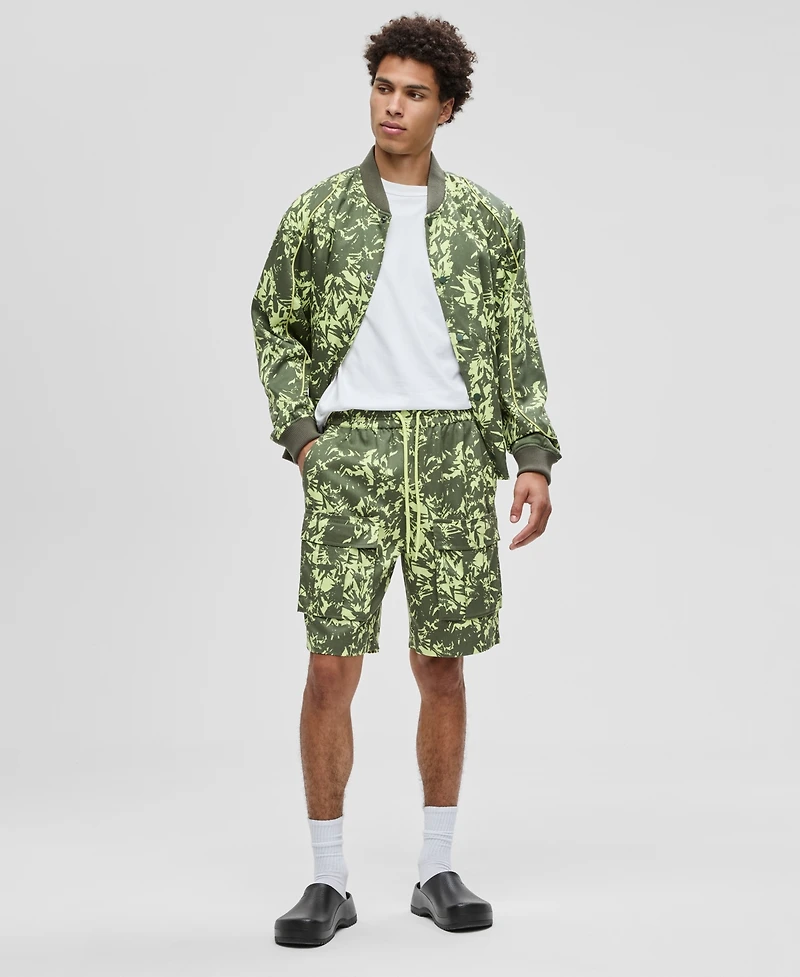 Mode of One Men's Abstracted Floral Regular-Fit Printed 9" Cargo Shorts, Macy's Exclusive