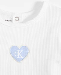 Calvin Klein Baby Girls Ribbed Logo Bodysuit & Denim Skirt, 2 Piece Set