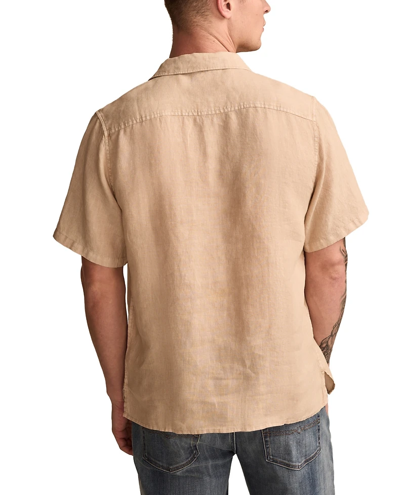 Lucky Brand Men's Linen Short Sleeve Camp Collar Shirt