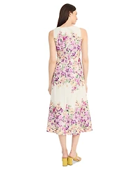 Maggy London Women's Floral-Print Cotton Midi Dress