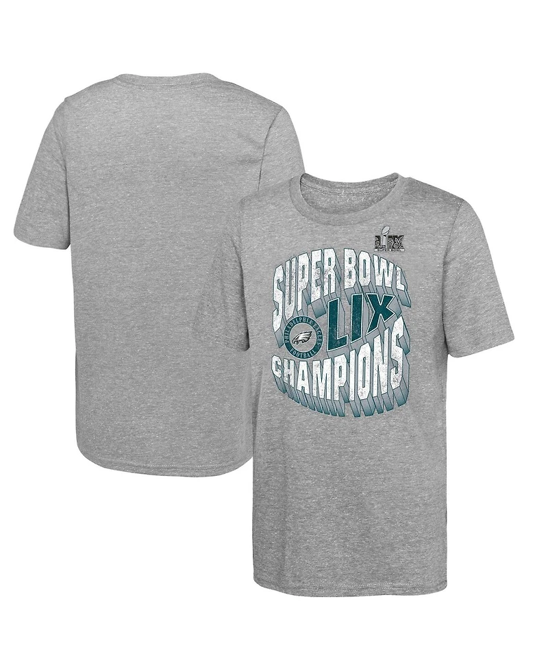 Fanatics Big Boys and Girls Heather Gray Philadelphia Eagles Super Bowl Lix Champions Historic Win Tri-Blend T-Shirt