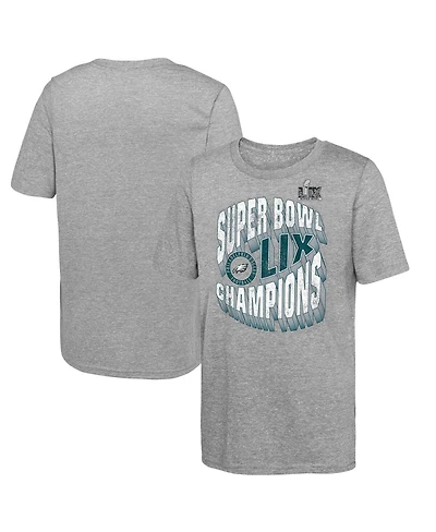 Fanatics Big Boys and Girls Heather Gray Philadelphia Eagles Super Bowl Lix Champions Historic Win Tri-Blend T-Shirt