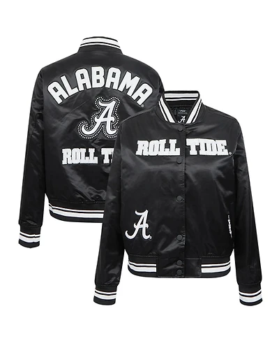 Pro Standard Women's Black Alabama Crimson Tide Satin Cultivated-Pearl Full-Snap Jacket
