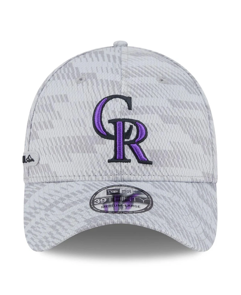 New Era Men's Gray Colorado Rockies 2025 Mlb Clubhouse 39THIRTY Flex Hat