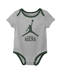 Jordan Baby Boys and Girls 3-Piece Milwaukee Bucks Statement Edition Bodysuit Set