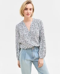 On 34th Women's Printed Pintuck Blouse, Exclusively at Macy's