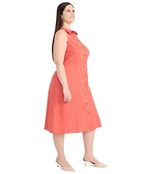 Maggy London Plus Linen-Blend Midi Shirtdress