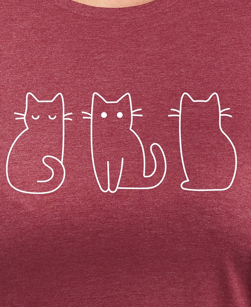 Hybrid Apparel Trendy Plus 3 Cats Graphic Crew Neck T-Shirt