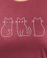 Hybrid Apparel Trendy Plus 3 Cats Graphic Crew Neck T-Shirt