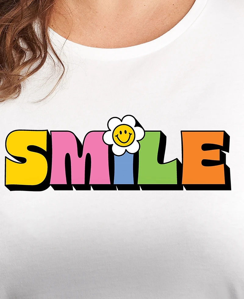 Hybrid Apparel Trendy Plus Smile Graphic Crew Neck T-Shirt