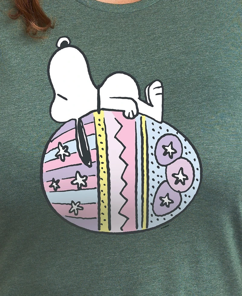 Hybrid Apparel Trendy Plus Peanuts Happy Easter Egg Graphic Crew Neck T-Shirt