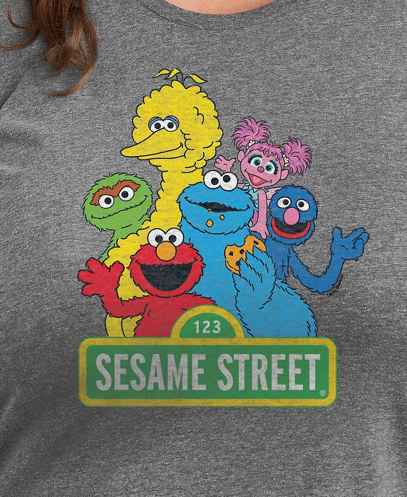 Hybrid Apparel Trendy Plus Sesame Street Group Graphic Crew Neck T-Shirt