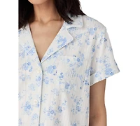 Lauren Ralph Lauren Women's Notched-Collar Cropped Pajama Set