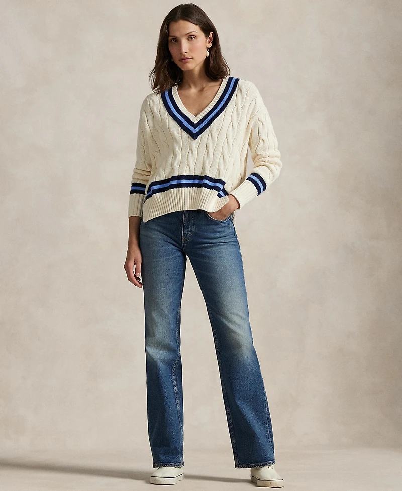 Polo Ralph Lauren Women's Cable-Knit Cotton Cricket Sweater