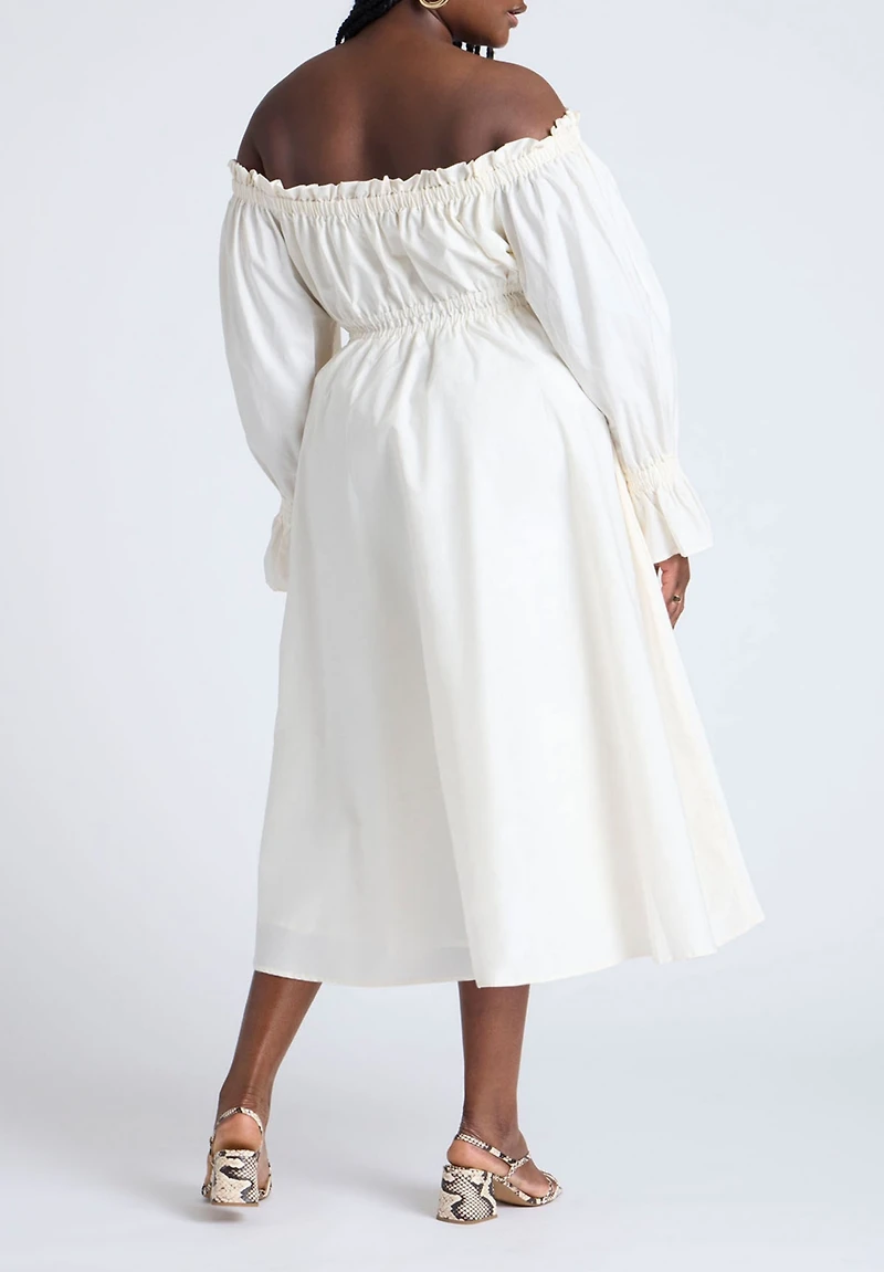 Eloquii Women's Off The Shoulder Ruffle Maxi Dress