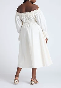 Eloquii Women's Off The Shoulder Ruffle Maxi Dress