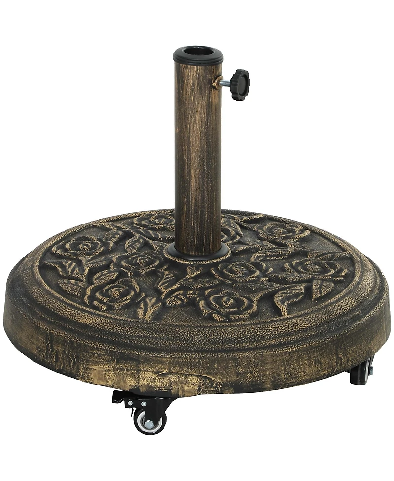 Outsunny Patio Umbrella Base, 46 lbs Umbrella Sd with Wheels,