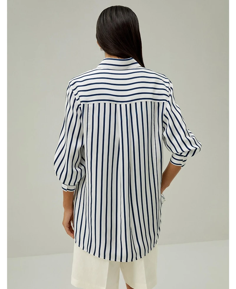 Lilysilk Women's Oversized Palma Stripe Silk Shirt