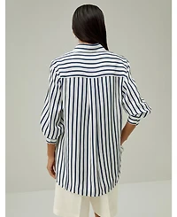 Lilysilk Women's Oversized Palma Stripe Silk Shirt