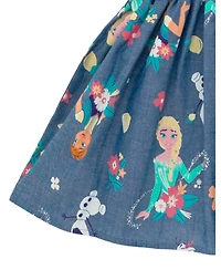 Frozen Toddler Girls Disney Minnie Mouse Mickey Daisy Lilo & Stitch Princess Belle Ariel Chambray Skater Dress
