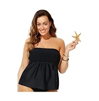 Swimsuits for All Women's Smocked Bandeau Tankini Top