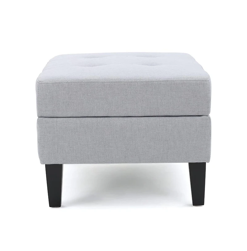 Tufted Storage Ottoman with Waffle Stitching, Upholstered Footrest Hidden Storage-The Pop Home