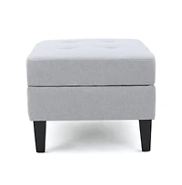 Tufted Storage Ottoman with Waffle Stitching, Upholstered Footrest Hidden Storage-The Pop Home