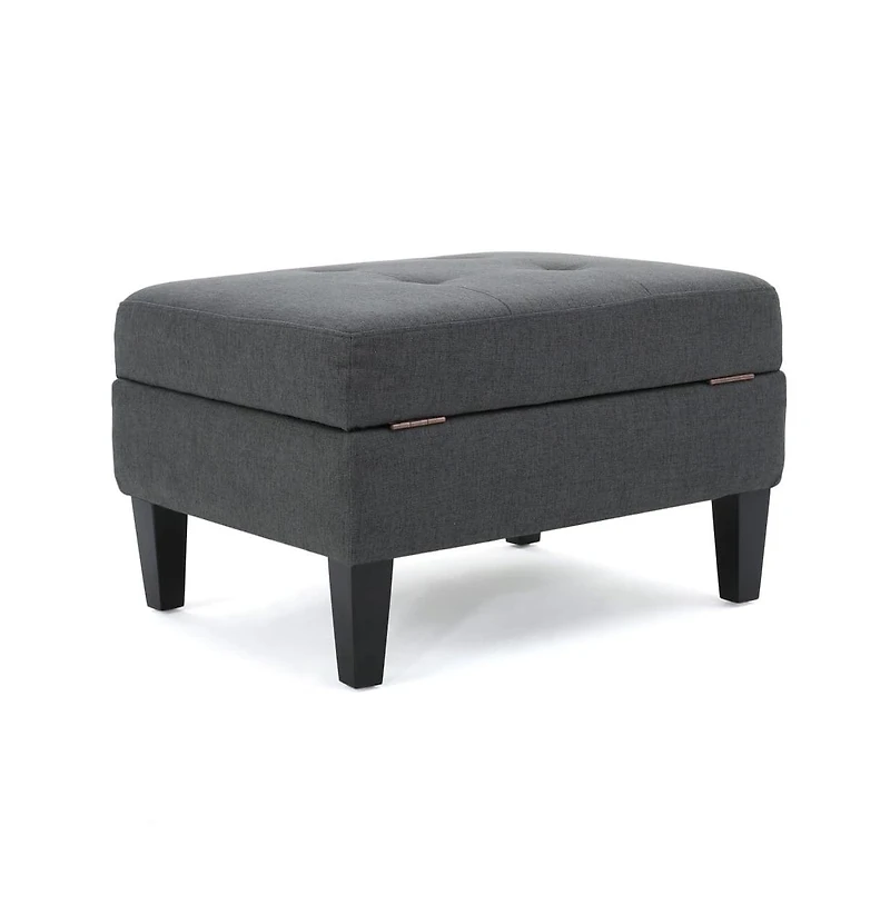 Tufted Storage Ottoman with Waffle Stitching, Upholstered Footrest Hidden Storage-The Pop Home