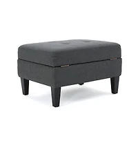 Tufted Storage Ottoman with Waffle Stitching, Upholstered Footrest Hidden Storage-The Pop Home