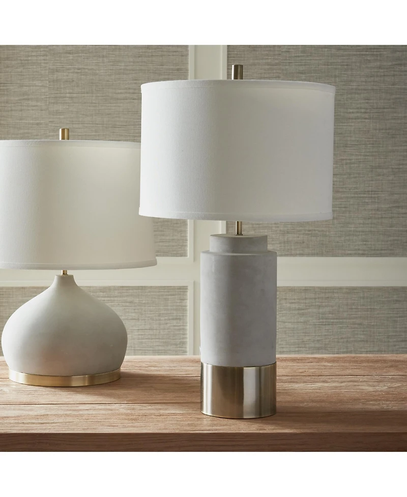 27.75" Scully Cylinder Modern 60W Natural Concrete, Brass & Antique Bronze Office Desk End Table Lamp