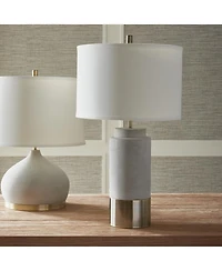 27.75" Scully Cylinder Modern 60W Natural Concrete, Brass & Antique Bronze Office Desk End Table Lamp