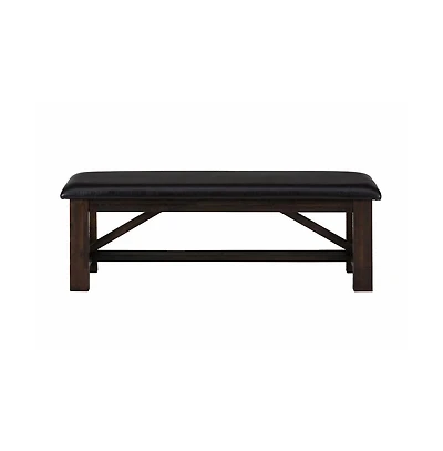 Jofran Kona Grove Distressed Rustic Solid Wood 54"" Upholstered Trestle Dining Bench