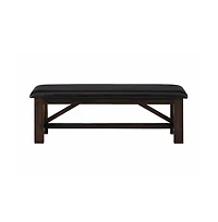 Jofran Kona Grove Distressed Rustic Solid Wood 54"" Upholstered Trestle Dining Bench