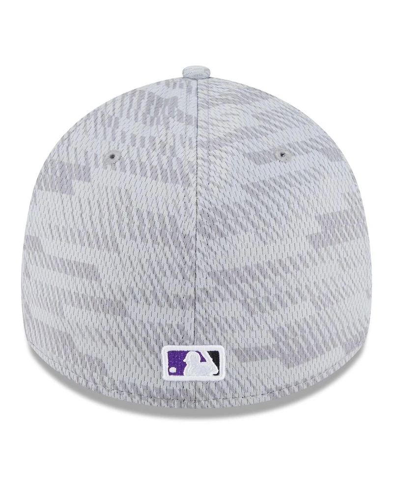New Era Men's Gray Colorado Rockies 2025 Mlb Clubhouse 39THIRTY Flex Hat